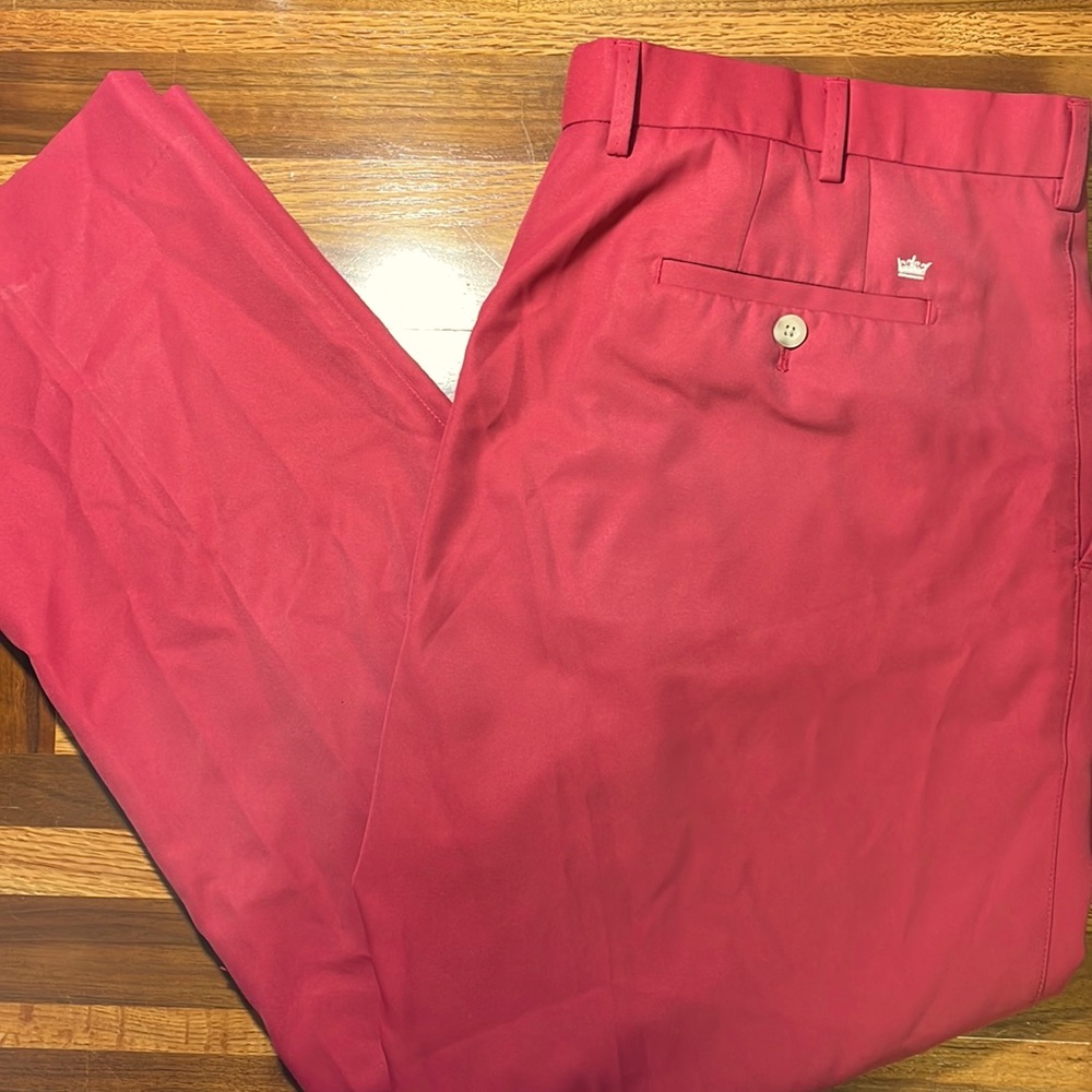 Peter Millar mens 40 red crown sport flat front performance golf pants EUC